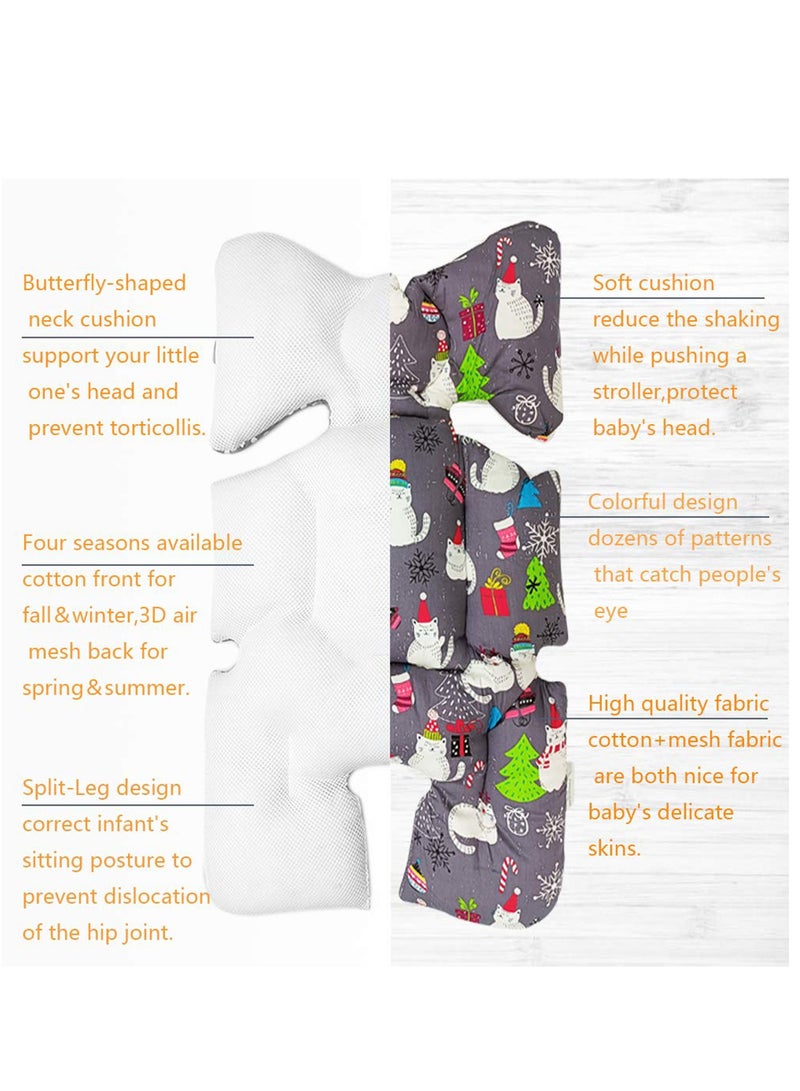 SYOSI Baby Car Seat Cushion for Stroller and Car Seat, Breathable Thick Baby Cushion Pad, Double Sides Use, Kids Seat Cushion For Safe Sleeping In the Car Seat And Booster Seat Cat - Image 2
