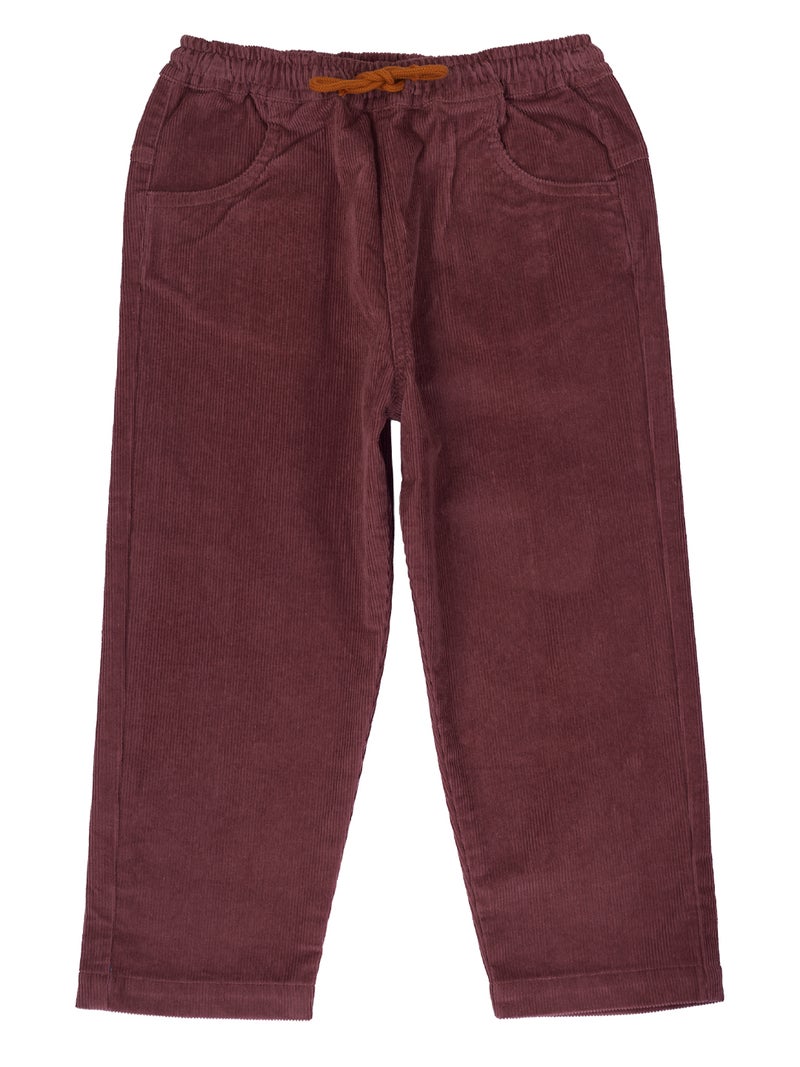 Pranava Corduroy Full Length Pants for Kids - Rhubarb Red - Image 2
