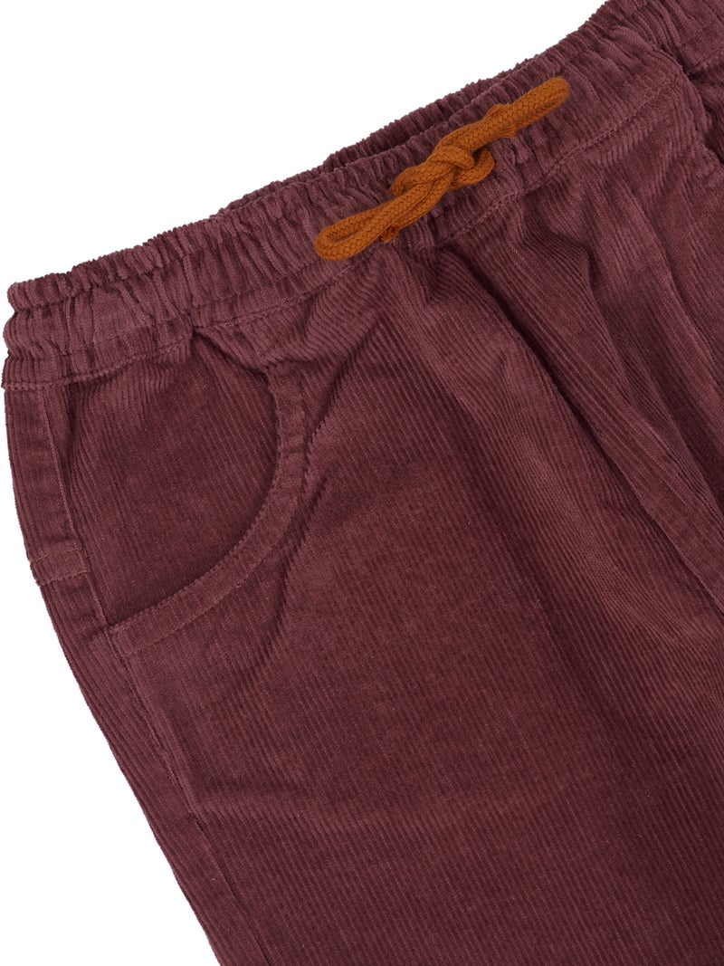 Pranava Corduroy Full Length Pants for Kids - Rhubarb Red - Image 4