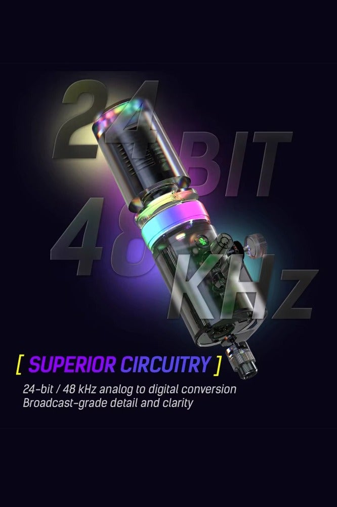 ABJ XLR/USB-C Dynamic Podcast Microphone – PC Computer Gaming Streaming Mic with RGB Light, Mute Button, Headphone Jack – Dual Stand Set: Boom Arm & Table Stand Included – For Recording, Vocal, Voice-Over - Image 5