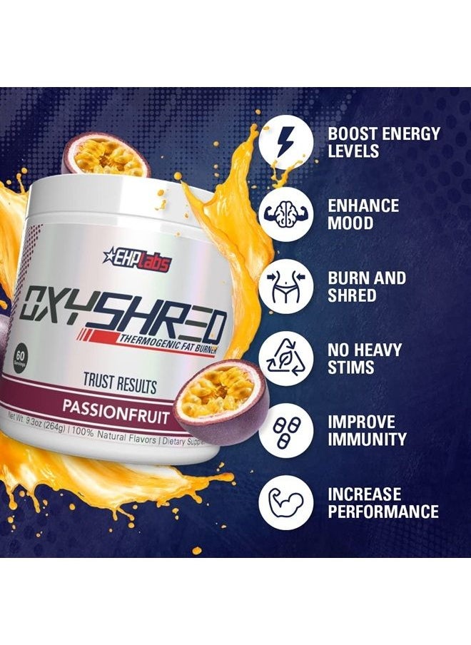 EHP Labs - EHPlabs OxyShred Thermogenic Pre Workout Powder & Shredding Supplement - Clinically Proven Preworkout Powder with L Glutamine & Acetyl L Carnitine, Energy Boost Drink - Passionfruit, 60 Servings - Image 1