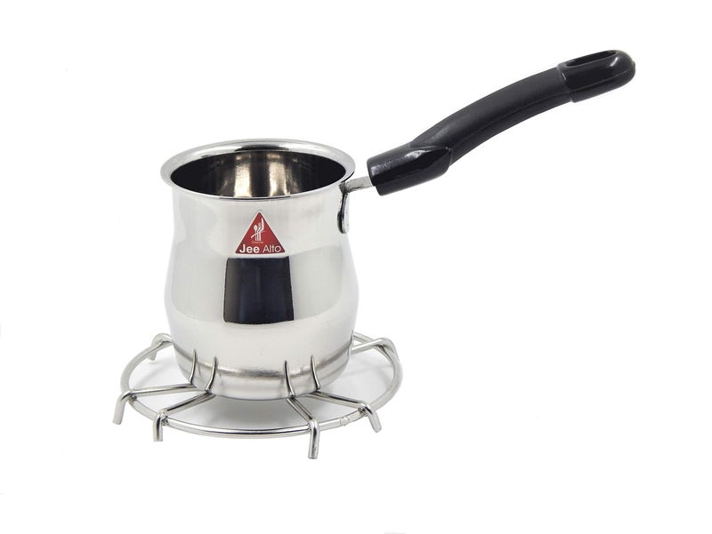 JEE ALTO Stainless Steel Tea Coffee Warmer Pot with Handle and Stainless Steel Gas/Stove Stand_470ML - Image 3