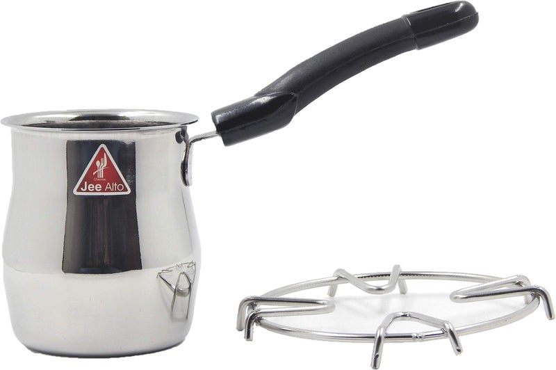 JEE ALTO Stainless Steel Tea Coffee Warmer Pot with Handle and Stainless Steel Gas/Stove Stand_470ML - Image 4