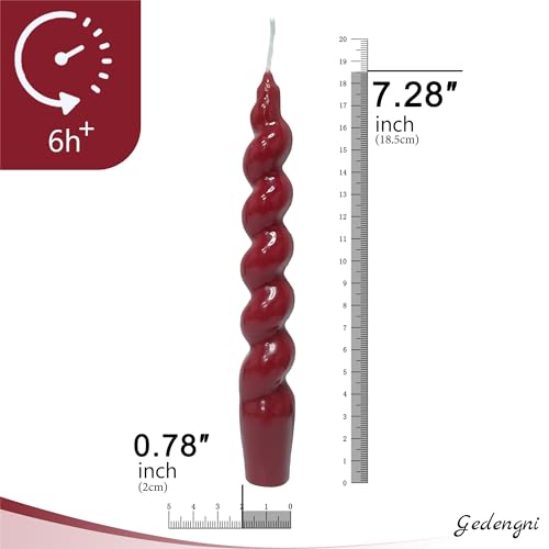 Gedengni Short Taper Candle Red Candlesticks,7inches Spiral Tapered Candles Cute Candle Sticks Small Twisted Candlestick for Holiday Wedding Party Women Gifts(2-Deep Red) - Image 4