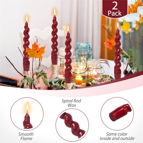 Gedengni Short Taper Candle Red Candlesticks,7inches Spiral Tapered Candles Cute Candle Sticks Small Twisted Candlestick for Holiday Wedding Party Women Gifts(2-Deep Red) - Image 2