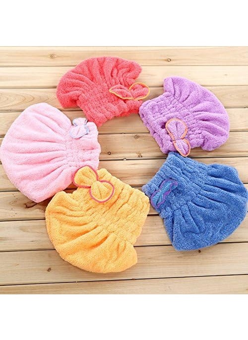 svk dream SVK DREAM Womens Girls Ladys Magic Quick Dry Bath Hair Drying Towel Head Wrap Hat Makeup Cosmetics Cap Bathing Tool Random Colour Multicolour 2  - Image 4