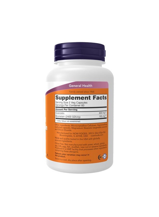 Now foods Quercetin with Bromelain 120 Veg Capsules - Image 3