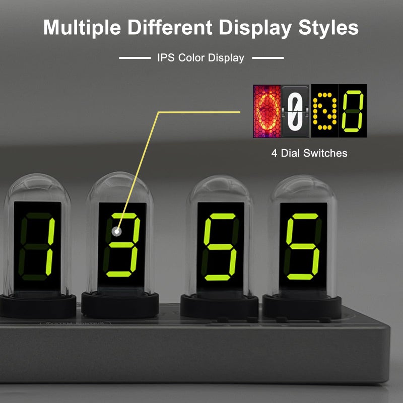 JoFomp Nixie Tube Clock Kit, IPS Color Screen Desk Digital Clock, Glow Tube Nixie Clocks with Web Control/WiFi Accurate Timing/Custom Dial/6 Digital Alarm/12 Pictures/Ambient Light Regulate - Image 4