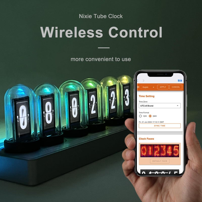 JoFomp Nixie Tube Clock Kit, IPS Color Screen Desk Digital Clock, Glow Tube Nixie Clocks with Web Control/WiFi Accurate Timing/Custom Dial/6 Digital Alarm/12 Pictures/Ambient Light Regulate - Image 3