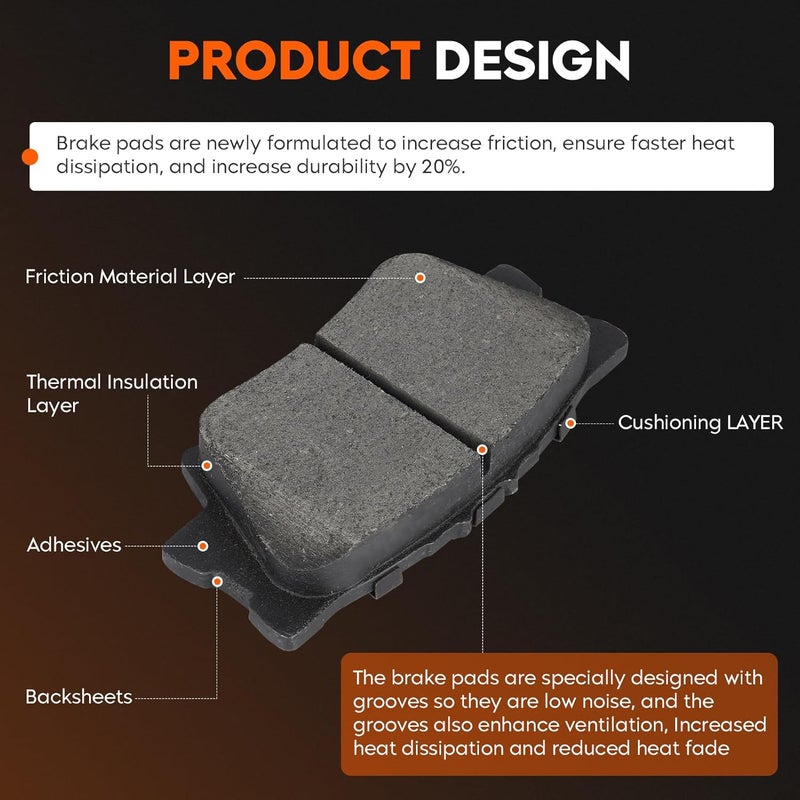AEagle Rear Ceramic Brake Pads Set for Toyota Camry, Avalon, Matrix, RAV4, and Lexus ES350/ES300h/ES250h - Image 3