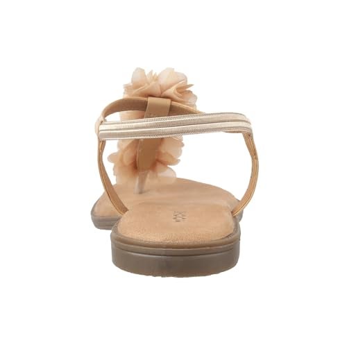 Mochi Women Beige Floral T-Strap Comfortable Casual Sandals UK/6 EU/39 (33-916) - Image 5