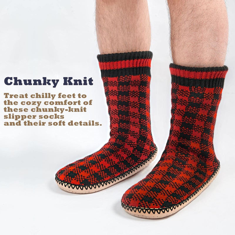 Cozylook Mens Slipper Socks Fleece Lined Non-slip Soles, Winter Soft Thick Cozy Home Boots, Warm Fuzzy House Shoes Indoor, Adult Size 10-11 - Image 4