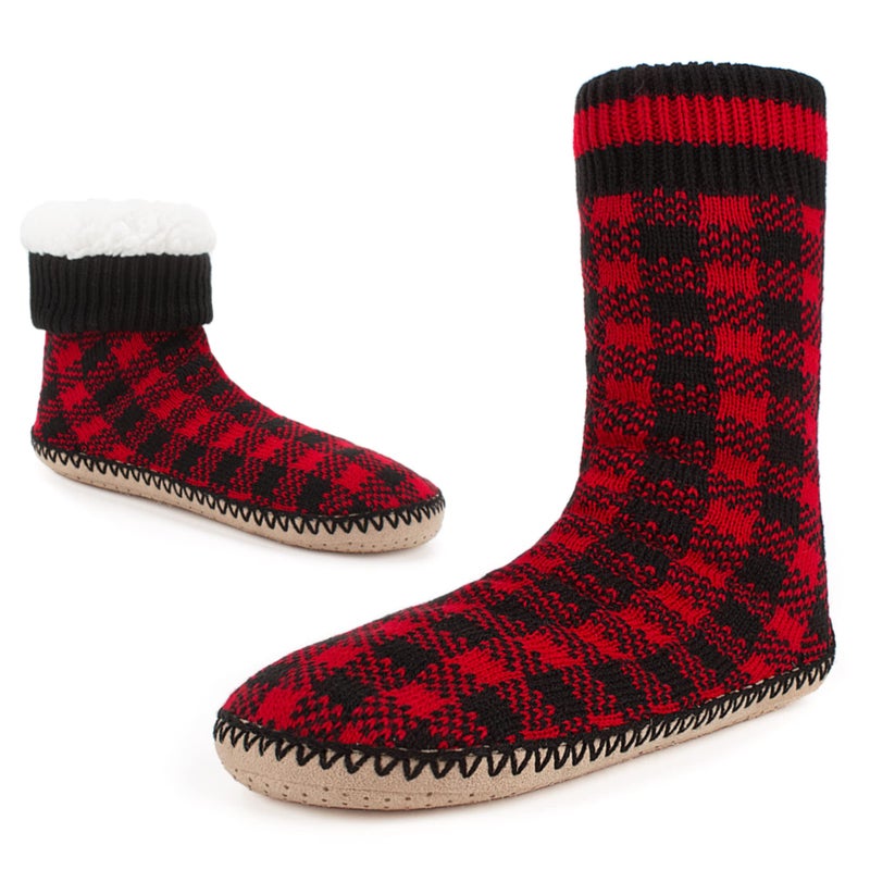 Cozylook Mens Slipper Socks Fleece Lined Non-slip Soles, Winter Soft Thick Cozy Home Boots, Warm Fuzzy House Shoes Indoor, Adult Size 10-11 - Image 1