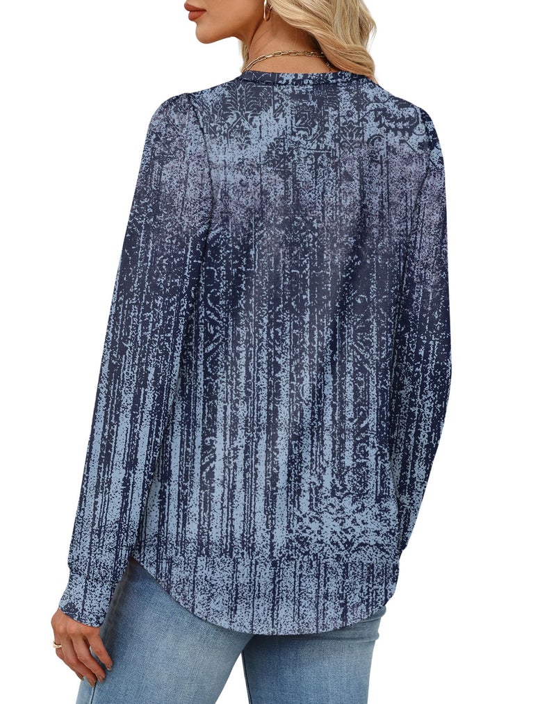 Alaroo Long Sleeve Shirts Tunic Boho Tops for Women Fall Fashion Basic Crewneck Sweatshirts Trendy Clothes Print 26 M - Image 5