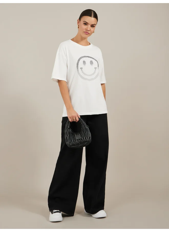 ستايلي Styli Oversized Graphic Print Short Sleeve T-Shirt