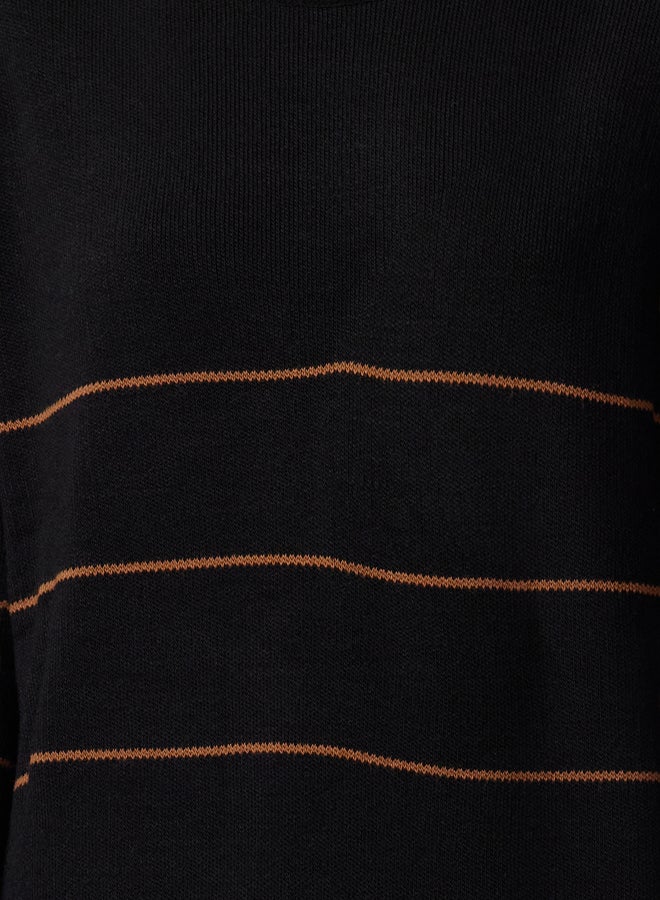 trendyol Black Brown Striped Long Knitwear Dress - Image 3