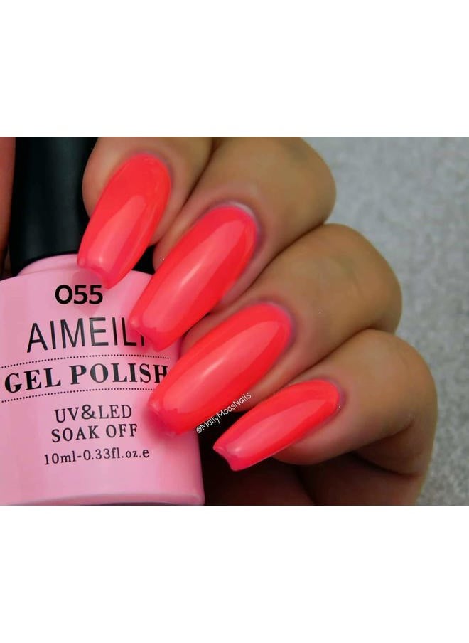 AIMEILI Soak Off U V LED Neon Pink Gel Nail Polish - Neon Shocking Pink (055) 10ml  - Image 3