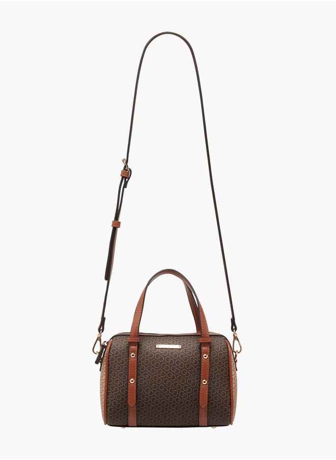 Celeste Women All-Over Monogram Print Tote Bag with Detachable Strap and Zip Closure  - Image 2