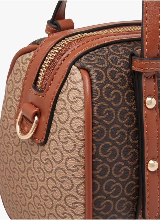 Celeste Women All-Over Monogram Print Tote Bag with Detachable Strap and Zip Closure  - Image 5