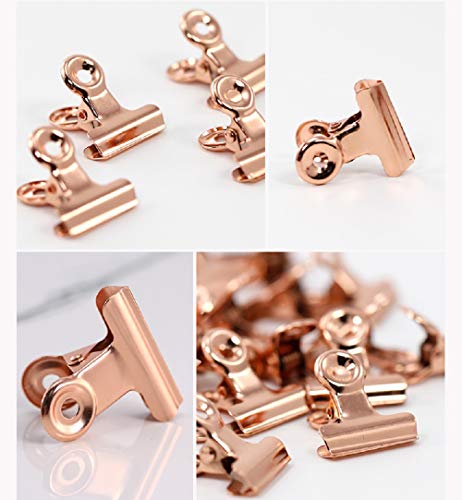 YUCHIYA 20 Pack Bulldog Clips with Push-pins for Corkboard,Metal Clips for Crafts, Metal Binder Clips for Pictures, Spring Paper Clamps for Office Documents (Rose Gold,1.2inch) - Image 5