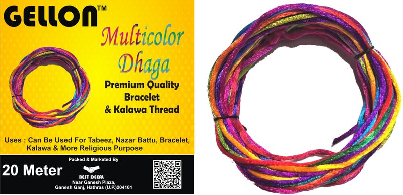 Gellon 20 Meter Multicolor Kalawa, Moli, Mauli, Kalava – Thread Roll – Sacred Thread Shudh Dhaga Multicolor Color Malai Dori – Raksha Sutra for Kids Men & Women – Dora for Nazar Battu Bracelet - Image 5