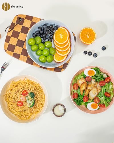 Yeacccng Pasta Bowls Set of 6, 8.7 Inch 39 Oz Colorful Reactive Glaze Ceramic Bowls, Modern Farmhouse Style, Lead-Free Cadmium-Free, Dishwasher Microwave Oven Safe, Scratch-Resistan (Brown) - Image 4