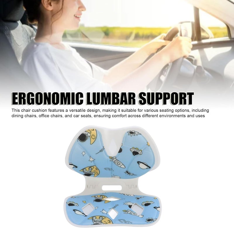 RiToEasysports Seat Cushion, Foldable Ergonomic Lumbar and Back Support Chair Soft Cushion for Office Chairs (Blue) - Image 3