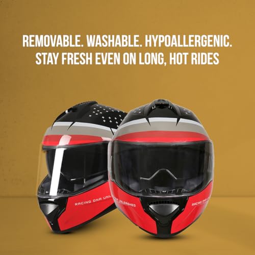 TVS Racing Phantom Series Full Face Dual Visor Helmet for Men | Premium Bike Helmets with ABS Shell, UV Paint | Quick Release System | Aerodynamic Design | DOT & ISI Certified (Black V2) -L - Image 3