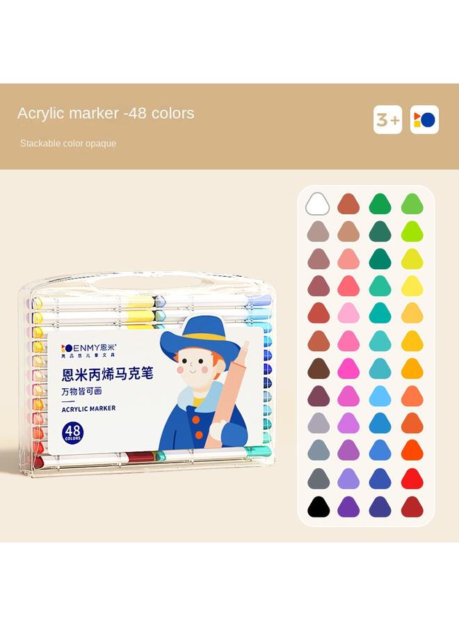 Bluejw Enmi Acrylic Marker Pen For Primary School Children Opaque Kindergarten Special Watercolor Pen Stackable Non-toxic Washable  - Image 1