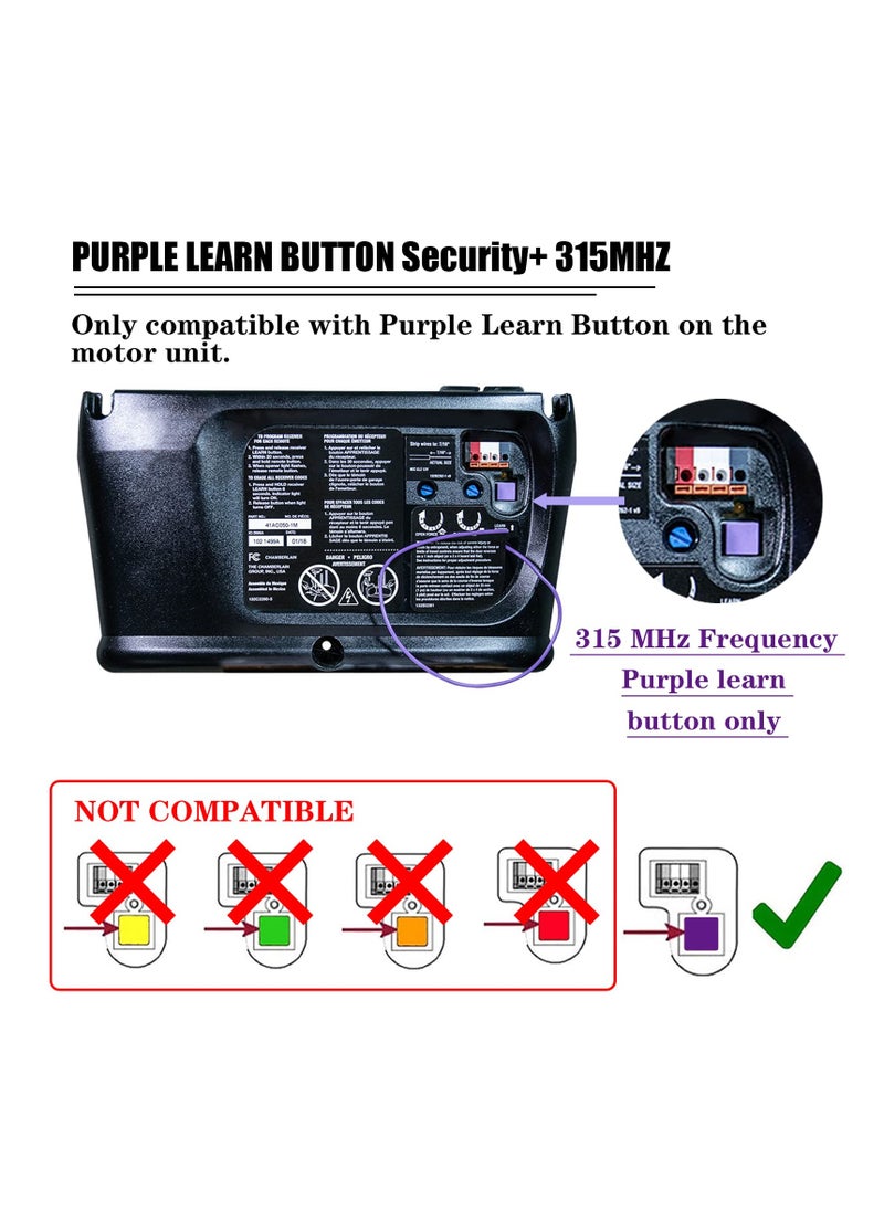 Generic 315MHz Purple Learn Button Garage Door Remote Control Keychain Compatible with Sears Craftsman 139.53753 - LiftMaster 370LM 371LM 372LM 373LM - Chamberlain 950D 953D 956D (2 Pack)  - Image 2