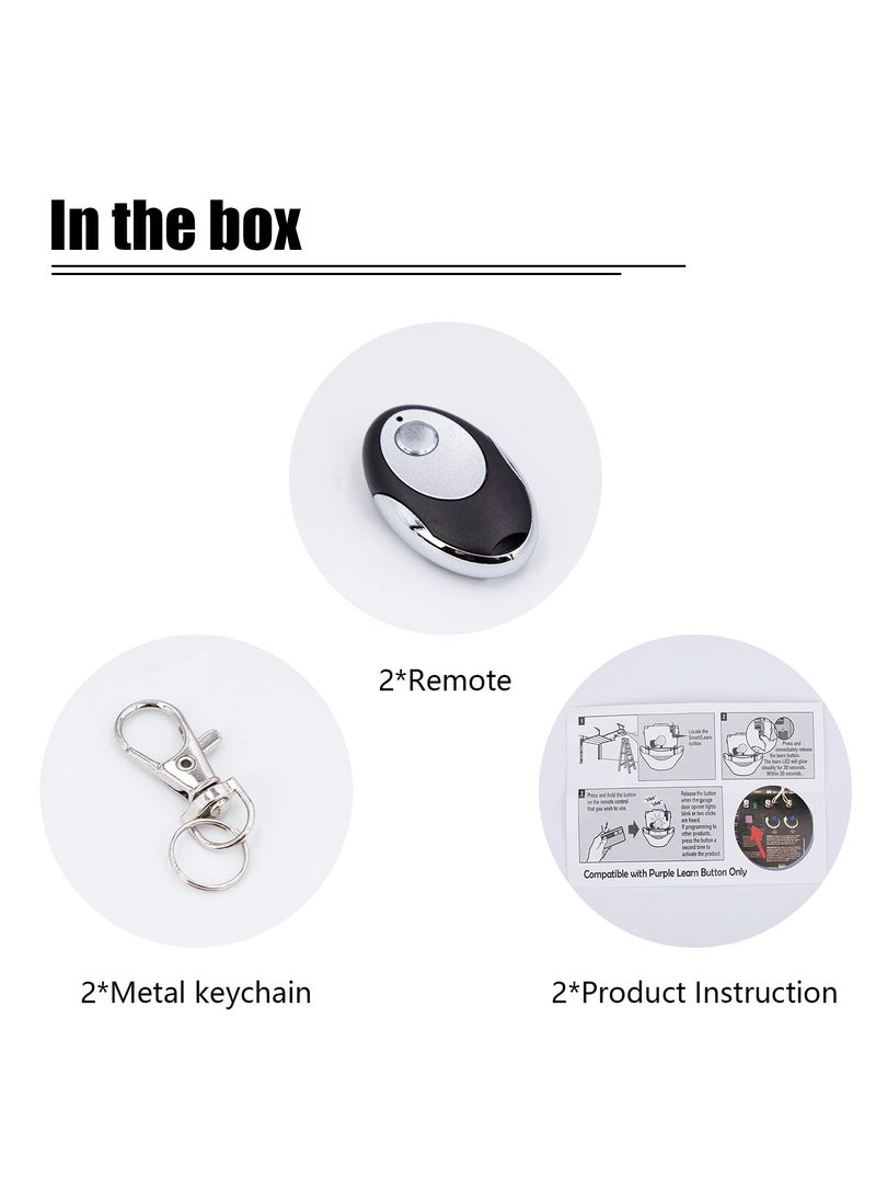 Generic - 315MHz Purple Learn Button Garage Door Remote Control Keychain Compatible with Sears Craftsman 139.53753 - LiftMaster 370LM 371LM 372LM 373LM - Chamberlain 950D 953D 956D (2 Pack) - Image 1