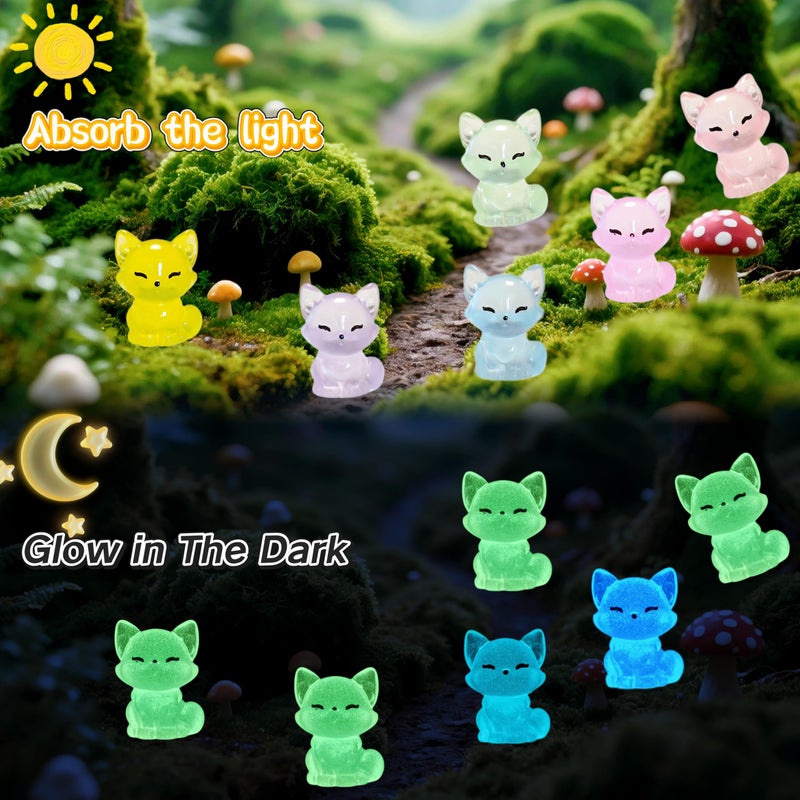 EVDERS 28Pcs Luminous Mini Resin Fox Figurines Glow in The Dark Mini Fox Figures Miniature Resin Animals Foxes Figurines for Micro Landscape Fairy Garden Dollhouse Decor Aquarium Birthday Decorations - Image 3