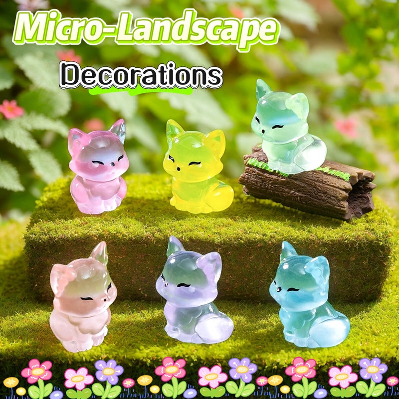 EVDERS 28Pcs Luminous Mini Resin Fox Figurines Glow in The Dark Mini Fox Figures Miniature Resin Animals Foxes Figurines for Micro Landscape Fairy Garden Dollhouse Decor Aquarium Birthday Decorations - Image 4