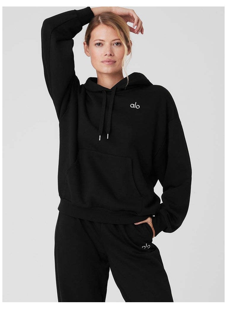 Alo Yoga هودي ألو سترة نسائية بأكمام طويلة علوية رياضية بغطاء رأس بدلة رياضية - Image 1