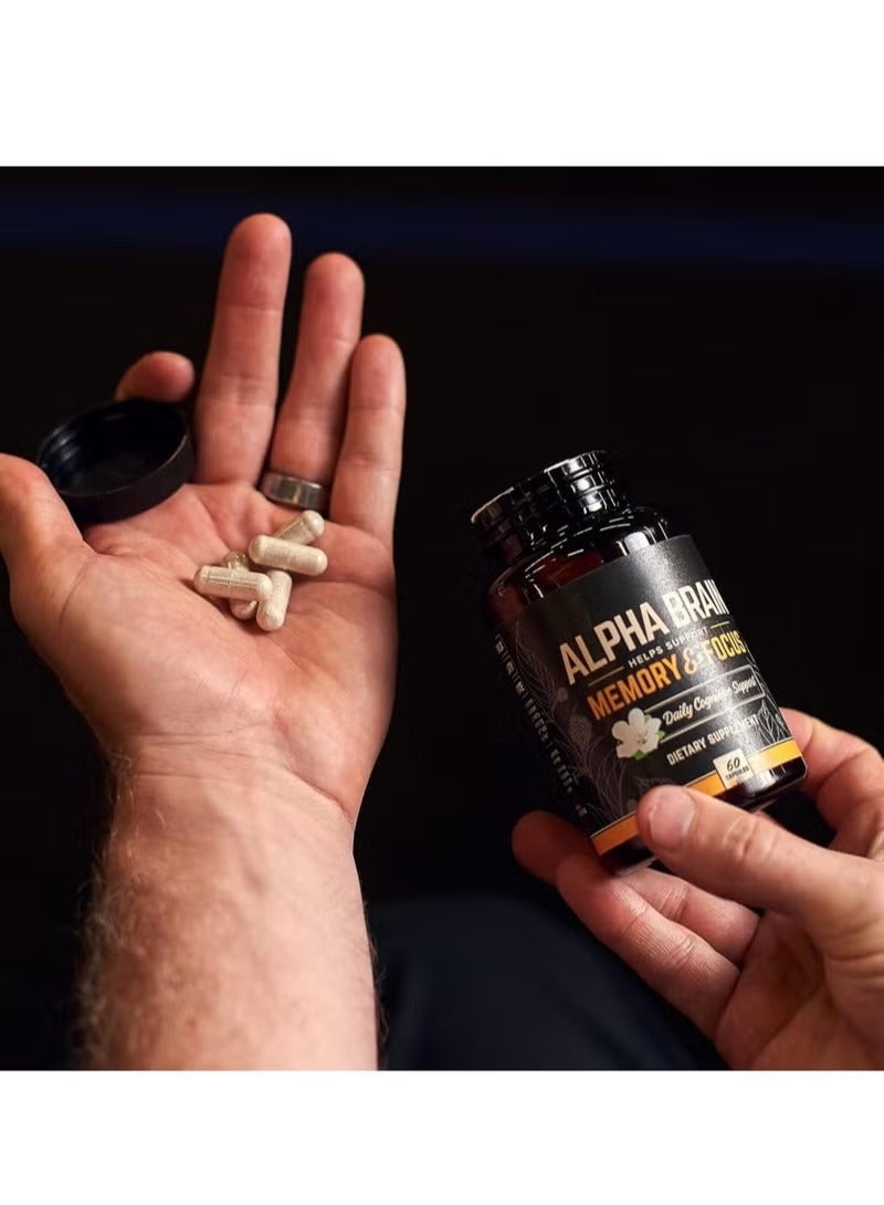 أوشن ألفا الدماغ يساعد على دعم التركيز على الذاكرة، المكمل الغذائي للدماغ، وصفة التركيز الخالية من الكافيين لتعزيز التركيز، تعزيز الدماغ ودعم الذاكرة للرجال والنساء، 60 كبسولة - Image 3
