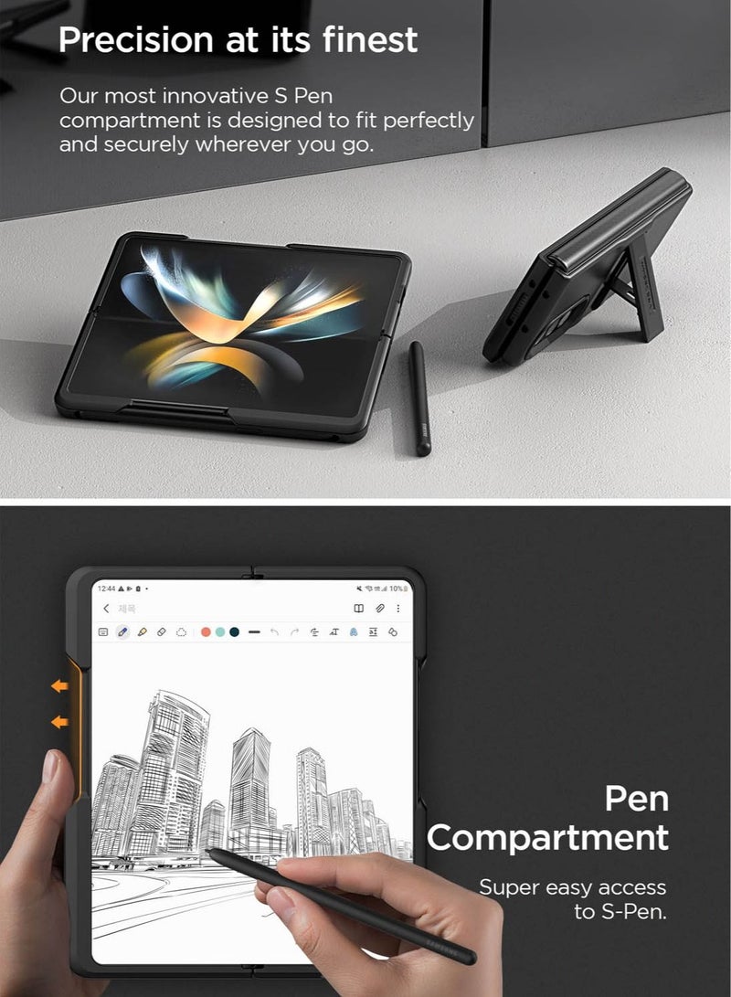 VRS Design Terra Guard Modern Pro (Hinge Protection) Case Cover For Samsung Galaxy Z Fold 4 (2022) With Screen Protector and S-Pen Holder - Matte Black (S Pen NOT Included)  - Image 3