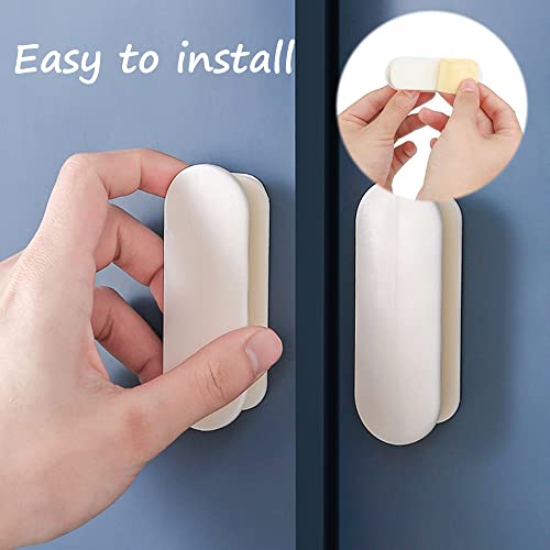 DHVSAM Adhesive Cabinet Powder Coated Handles, Self-Stick Instant Cabinet Handles Plastic No Drilling Push Pull Handles Helper for Kitchen Cabinet Drawer Window Sliding Closet (White, 2 Pcs) - Image 4