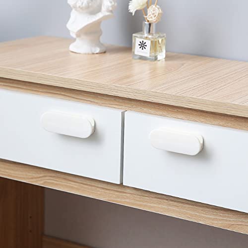 DHVSAM Adhesive Cabinet Powder Coated Handles, Self-Stick Instant Cabinet Handles Plastic No Drilling Push Pull Handles Helper for Kitchen Cabinet Drawer Window Sliding Closet (White, 2 Pcs) - Image 5