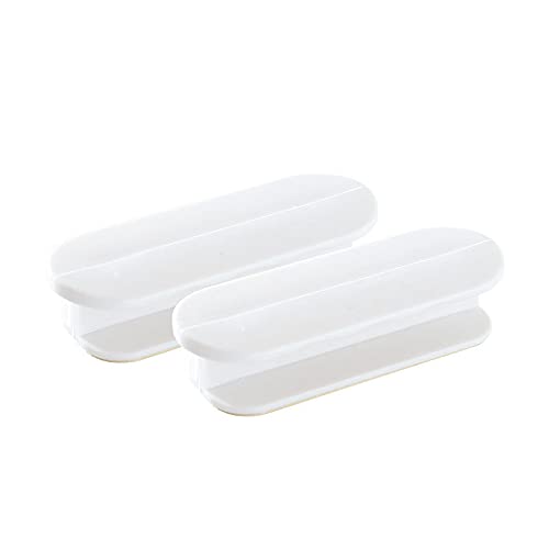 DHVSAM Adhesive Cabinet Powder Coated Handles, Self-Stick Instant Cabinet Handles Plastic No Drilling Push Pull Handles Helper for Kitchen Cabinet Drawer Window Sliding Closet (White, 2 Pcs) - Image 1