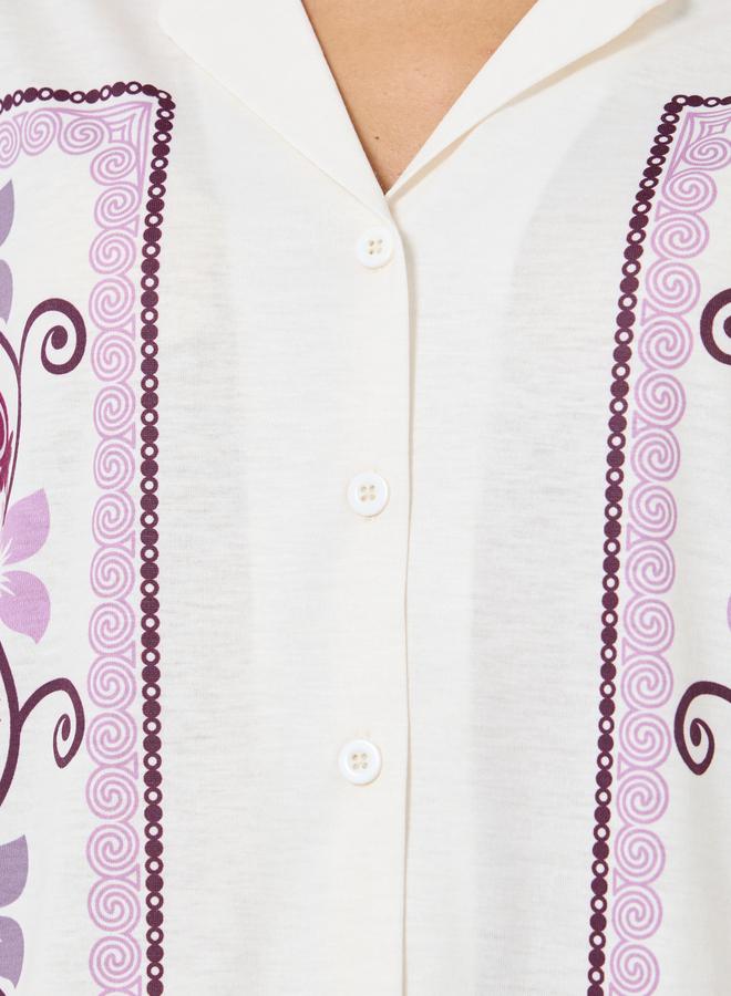 ستايلي طقم من بنطال بيجاما وبلوزة بطبعة زهور - Image 3