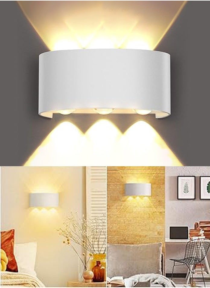 MODI 6*2W Modern LED Warm White Wall Light , IP65 Waterproof, 1100lm, Up & Down Lighting - White  - Image 1
