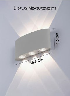 MODI 6*2W Modern LED Warm White Wall Light , IP65 Waterproof, 1100lm, Up & Down Lighting - White  - Image 3