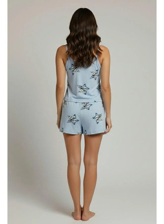 Aytuğ Cotton Strappy T‑Shirt Shorts Set Light Blue.