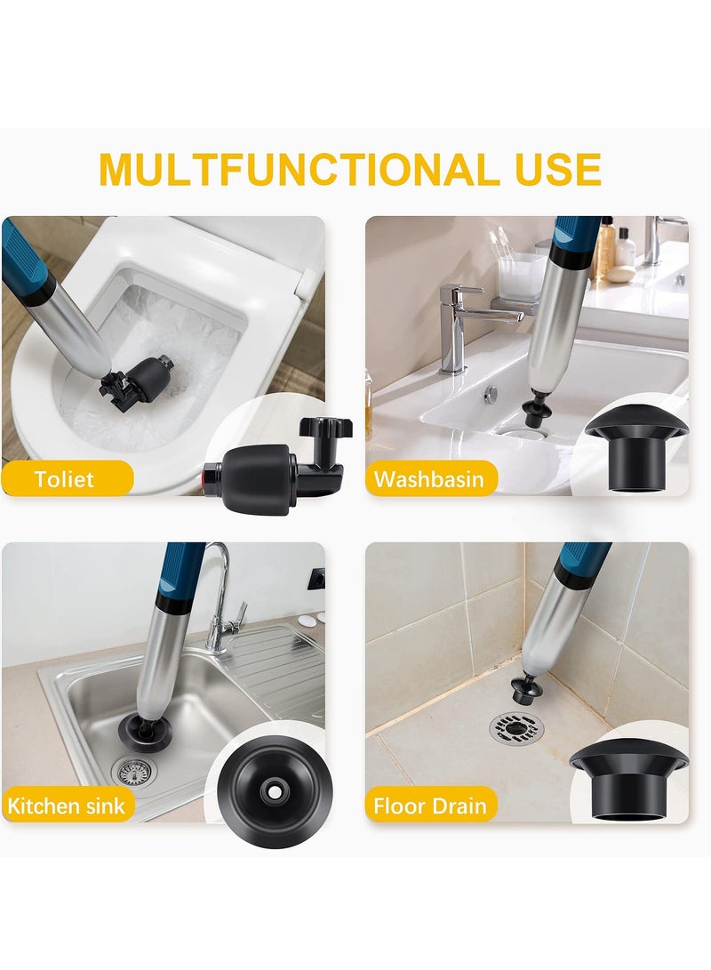 High Pressure Air Drain Blaster Gun with Visual Barometer, Heavy Duty Toilet Plunger and Clog Remover Tool for Bathroom, Kitchen, Floor Drains, Sewer, and Plumbing Clogs. - Image 4