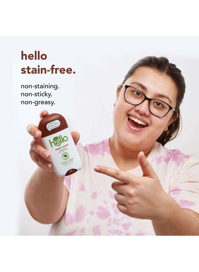 Hello مزيل عرق جوز الهند الحلو مع زبدة الشيا للنساء والرجال، حماية من الروائح لمدة 24 ساعة، بدون ألمنيوم + بدون بيكربونات الصوديوم، نباتي وخالي من البارابين، 2.6 أونصة، 3 قطع - Image 3