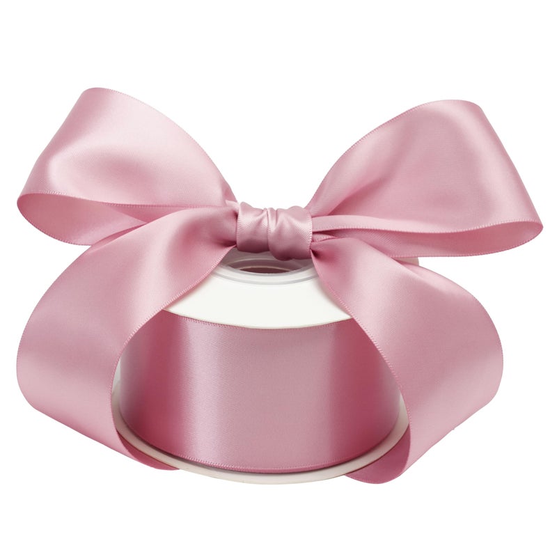 DINDOSAL Rose Pink Double Face Satin Ribbon  Thick Dusty Rose  25 Yards for Gift Wrapping Wedding Decor Bridal Bouquet Party Decorations DIY Crafts Diaper Cakes Hair Bows