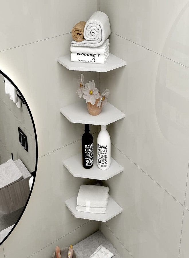 WELLAND 12-Inch Floating Corner Shelves Set of 2, Wall Mounted Storage Shelf with White Finish for Bedroom, Living Room, Bathroom, Display Shelf for Small Plant, Photo Frame, Toys and More - Image 5