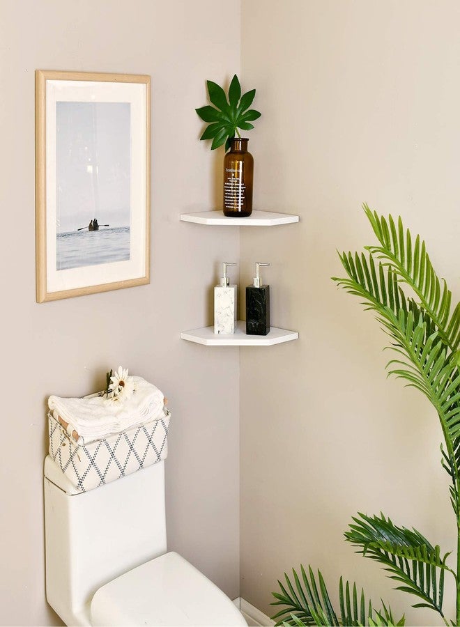 WELLAND 12-Inch Floating Corner Shelves Set of 2, Wall Mounted Storage Shelf with White Finish for Bedroom, Living Room, Bathroom, Display Shelf for Small Plant, Photo Frame, Toys and More - Image 4