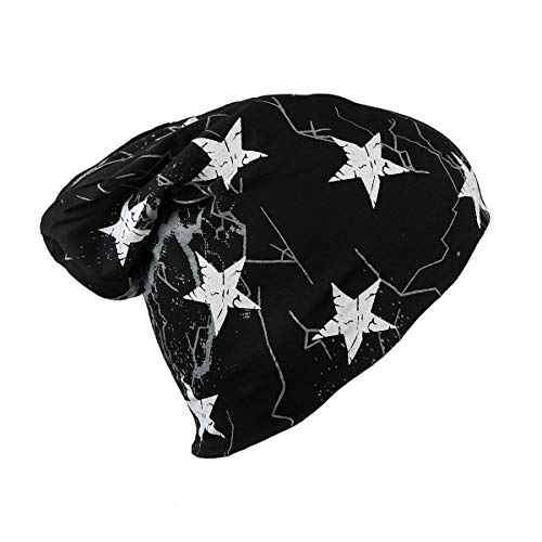 iSWEVEN Cotton Slouchy Beanie and Skull Cap for Summer, Winter, Autumn & Spring Season, Can be Used as a Helmet Cap Too - Free Size (7008A, Black) - Image 1