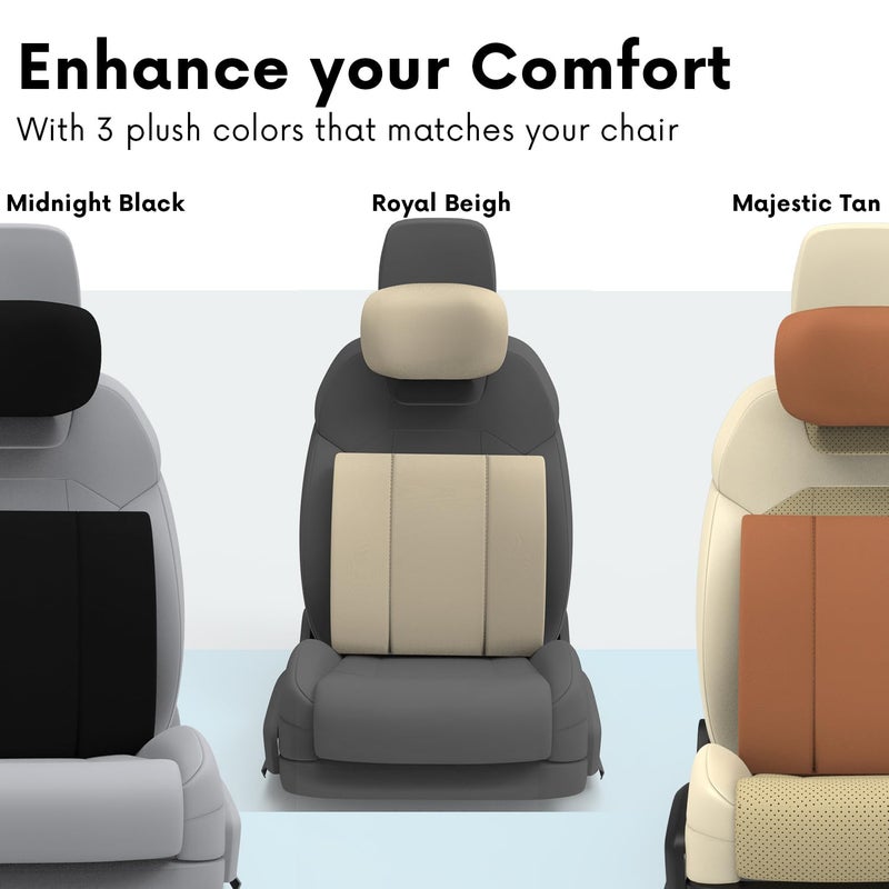 RIPOSEV Curvv Lumber Orthopedic Full Lumbar Support for Chair & Car Seat Backrest Cushion for Back Pain Relief - Back Rest Support Back Support Pillow Memory Foam Cushion, (Black) - Image 5